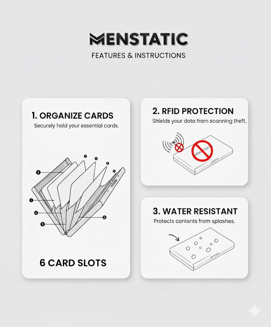 BLACK PUSH BUTTON METAL CARD HOLDER