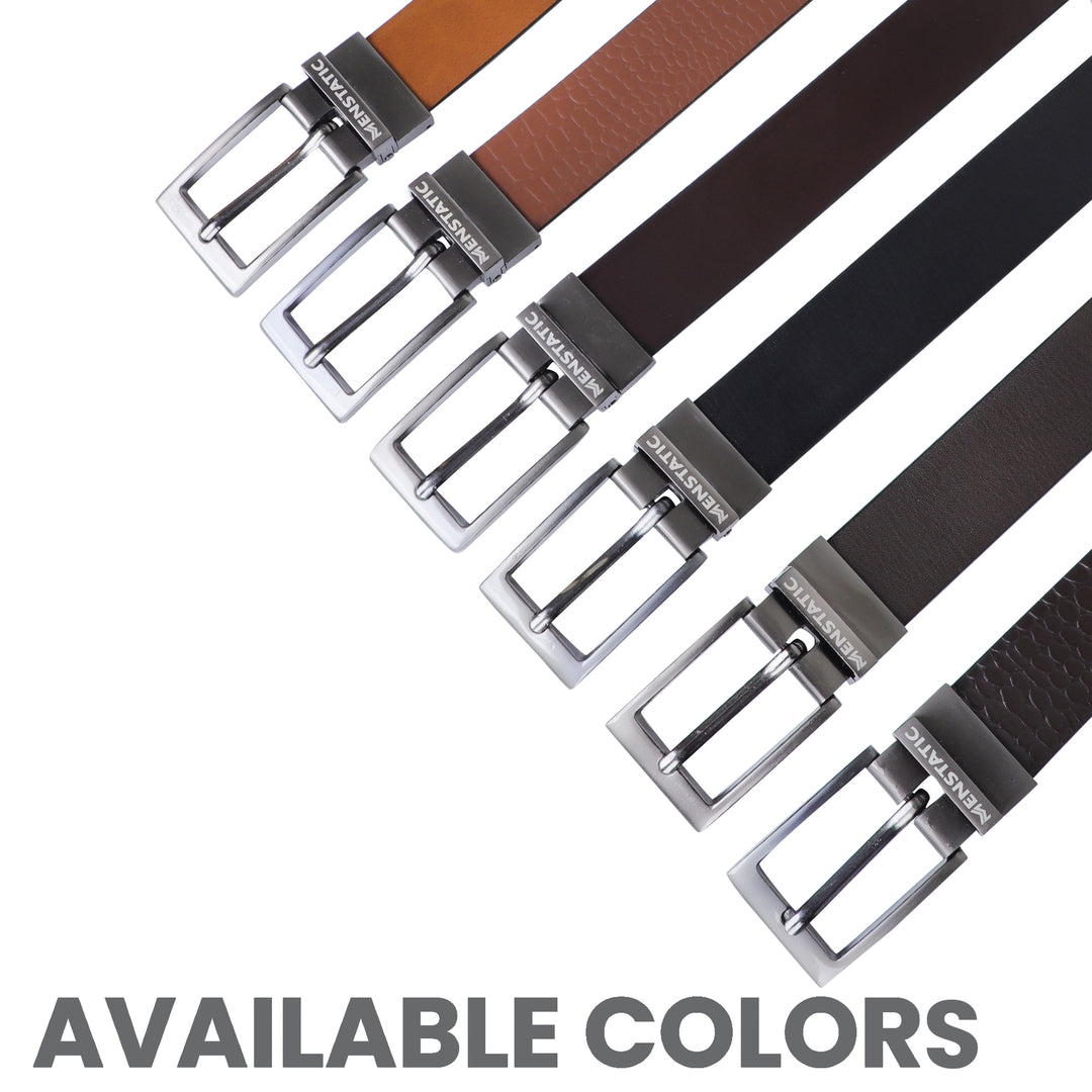 GREY PLAIN BUCKLE CROCO LIGHT BROWN & BLACK BELT