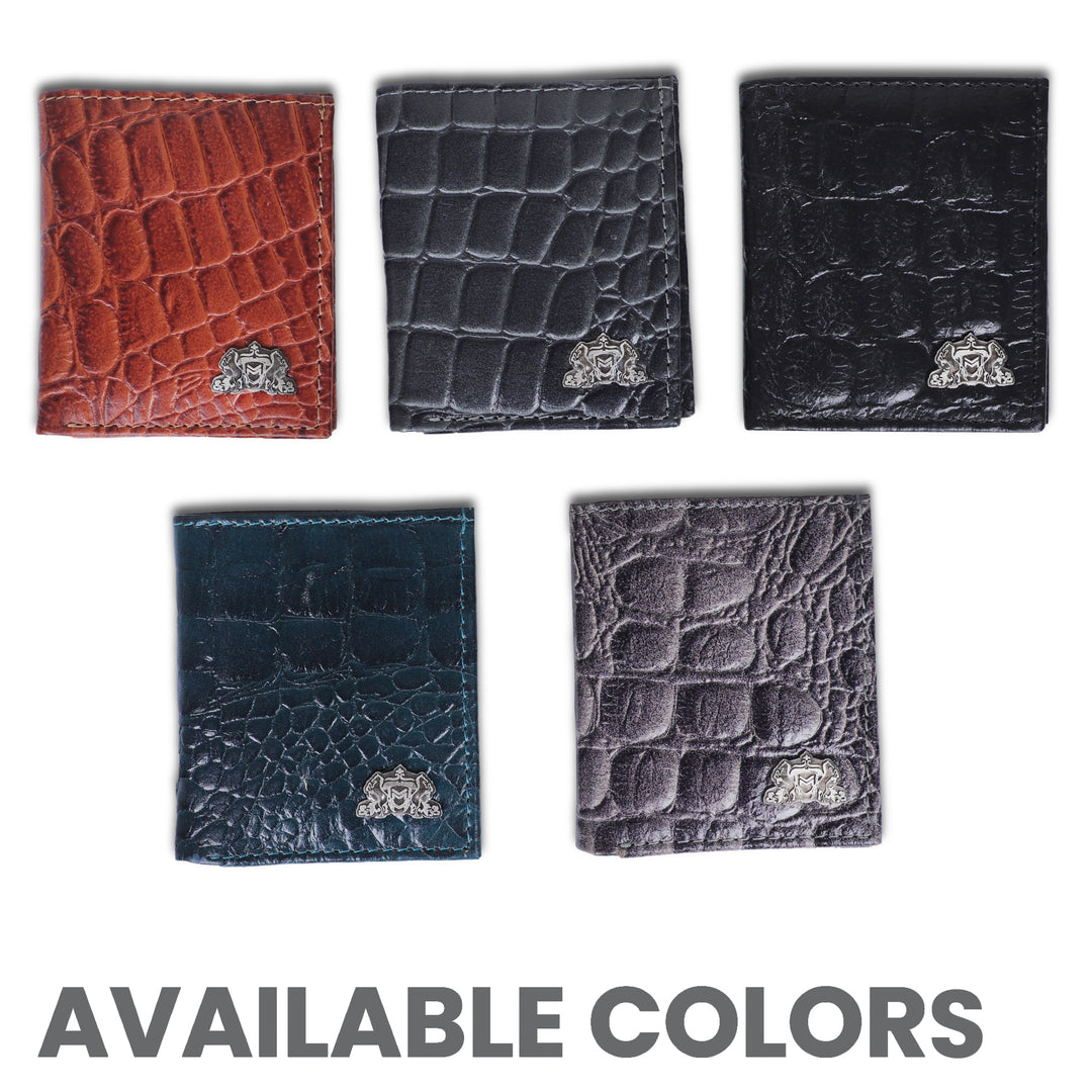CROCO VERTICAL WALLET SLATE GREY