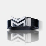 Load image into Gallery viewer, GLOSSY BLACK LOGO BUCKLE CROCO DARK BROWN &amp; BLACK BELT
