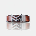 Load image into Gallery viewer, GLOSSY BLACK LOGO BUCKLE HAMMERED TAN BELT