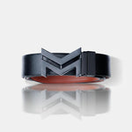 Load image into Gallery viewer, MATTE BLACK LOGO BUCKLE LIGHT BROWN &amp; BLACK BELT