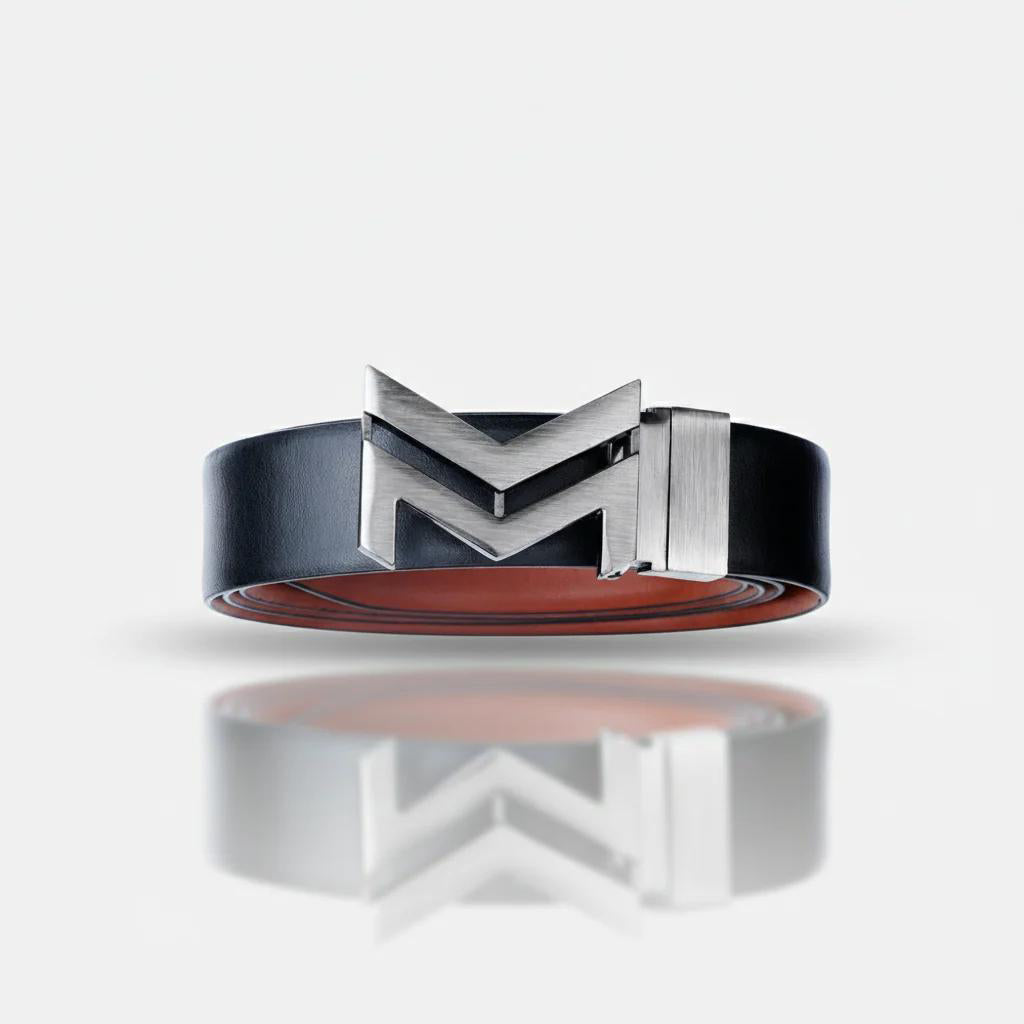 GREY LOGO BUCKLE LIGHT BROWN & BLACK BELT
