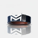 Load image into Gallery viewer, GREY LOGO BUCKLE BLUE &amp; LIGHT BROWN BELT