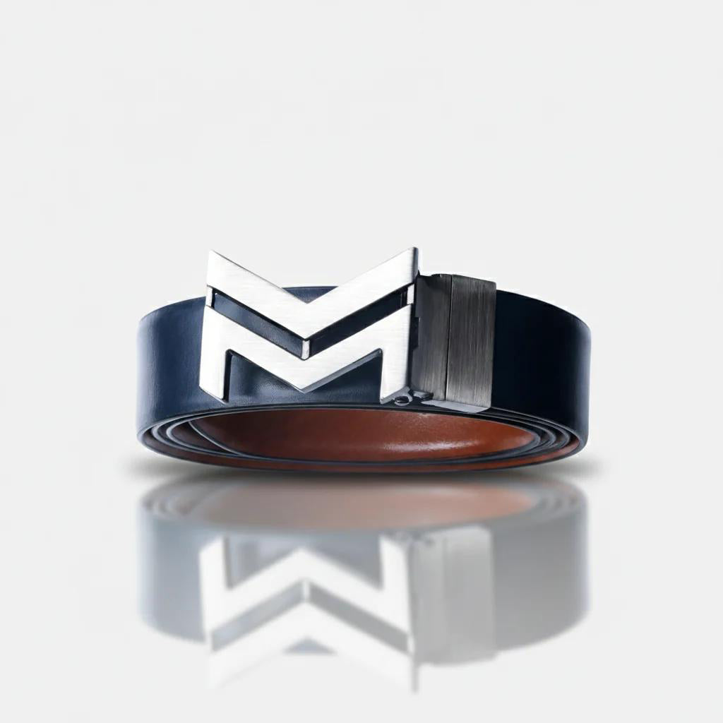 GREY LOGO BUCKLE BLUE & LIGHT BROWN BELT
