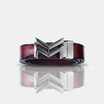 Load image into Gallery viewer, GREY LOGO BUCKLE HAMMERED WINE BELT