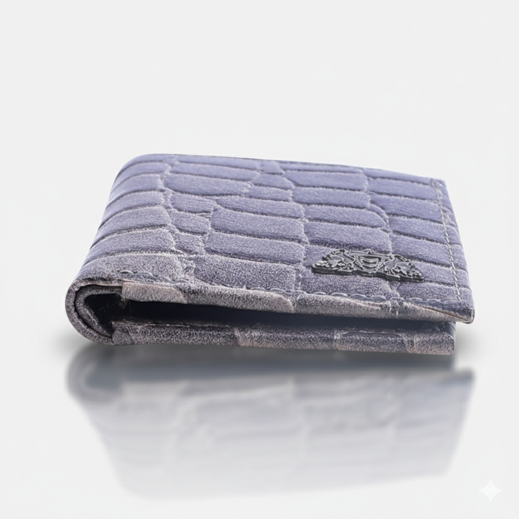 CROCO VERTICAL WALLET SLATE GREY
