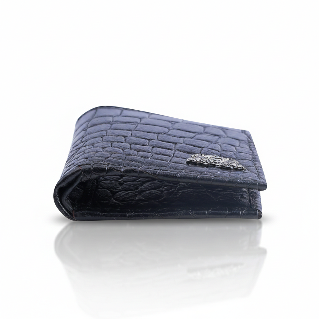 CROCO VERTICAL WALLET BLACK