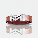 Load image into Gallery viewer, GREY LOGO BUCKLE HAMMERED TAN BELT