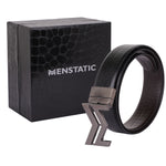 Load image into Gallery viewer, GREY LOGO BUCKLE CROCO DARK BROWN &amp; BLACK BELT
