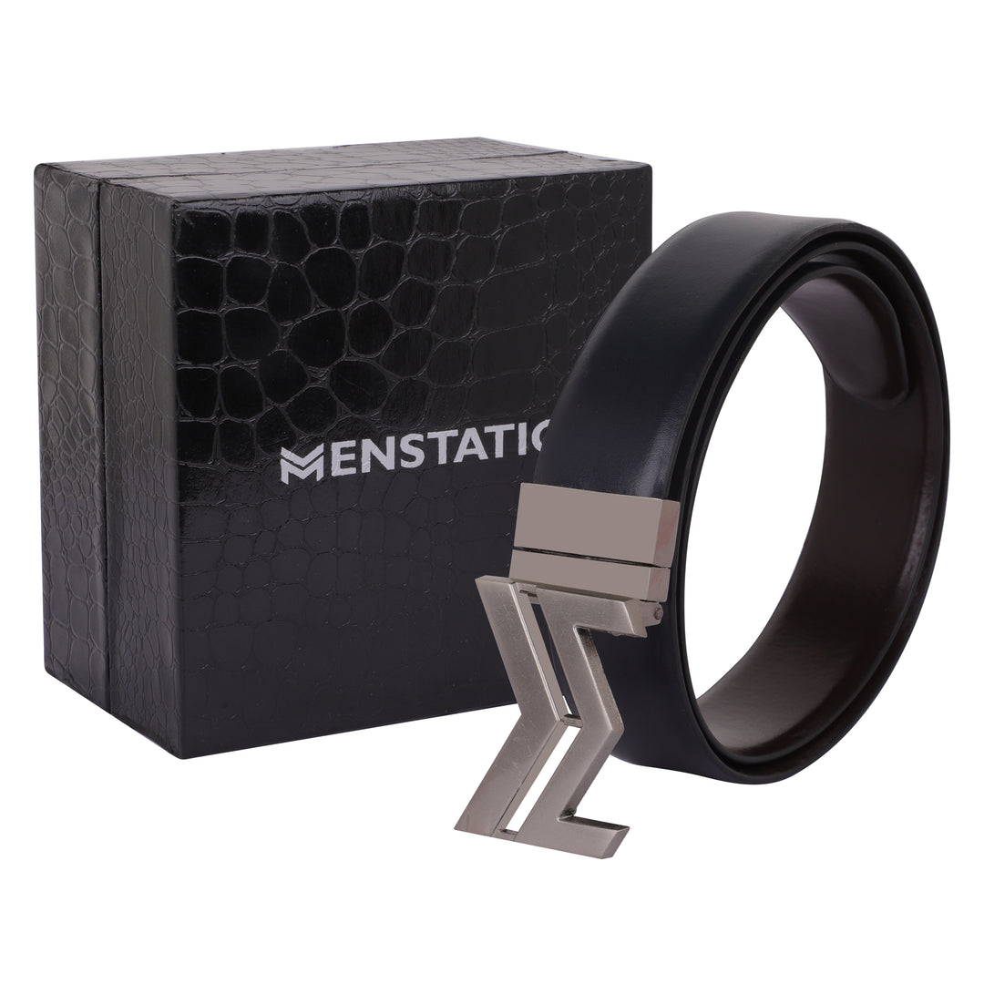 SILVER LOGO BUCKLE BLUE & DARK BROWN BELT