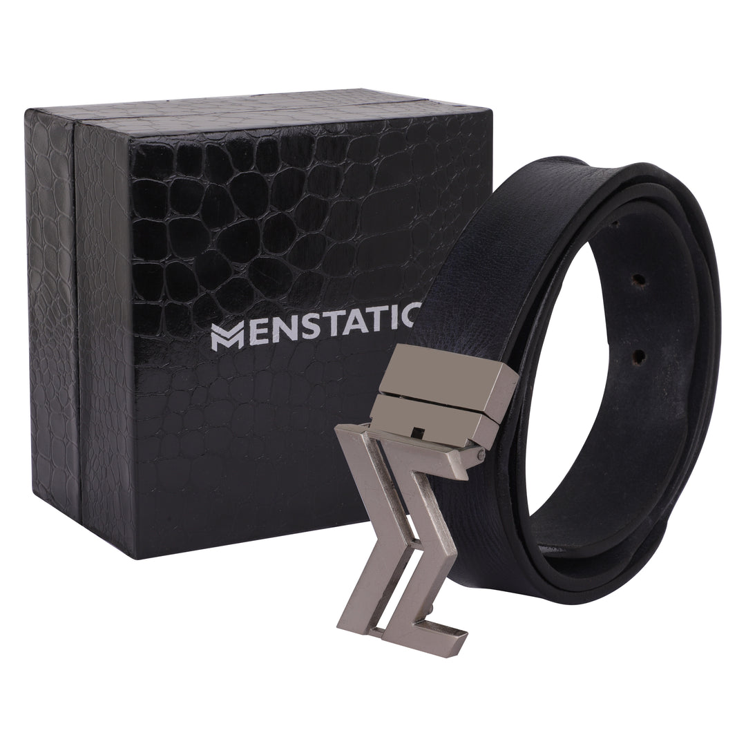 SILVER LOGO BUCKLE HAMMERED BLUE BELT