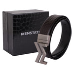 Load image into Gallery viewer, SILVER LOGO BUCKLE CROCO DARK BROWN &amp; BLACK BELT
