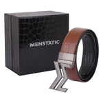Load image into Gallery viewer, GREY LOGO BUCKLE CROCO LIGHT BROWN &amp; BLACK BELT
