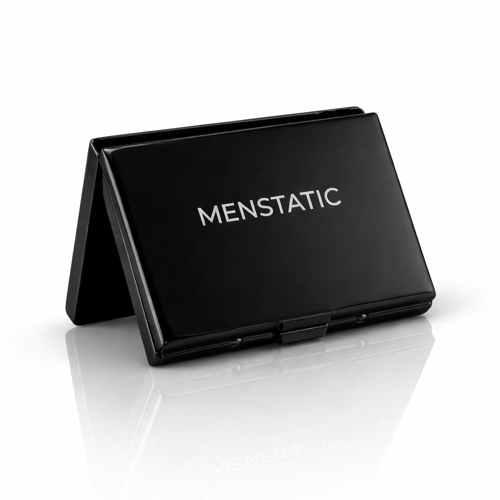 BLACK PUSH BUTTON METAL CARD HOLDER